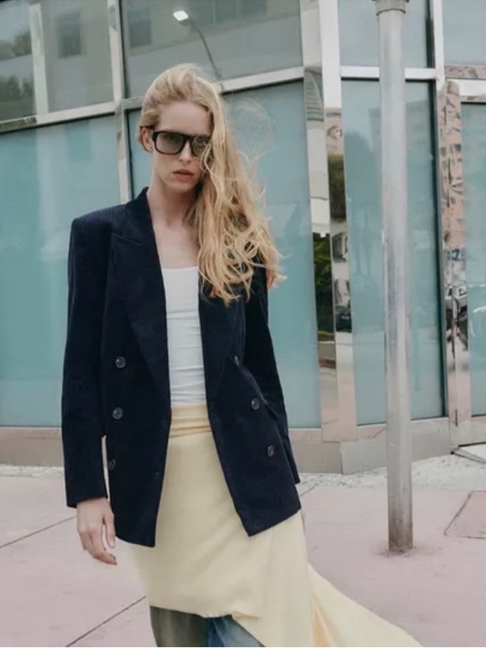 Zara Double-Breasted Corduroy Blazer